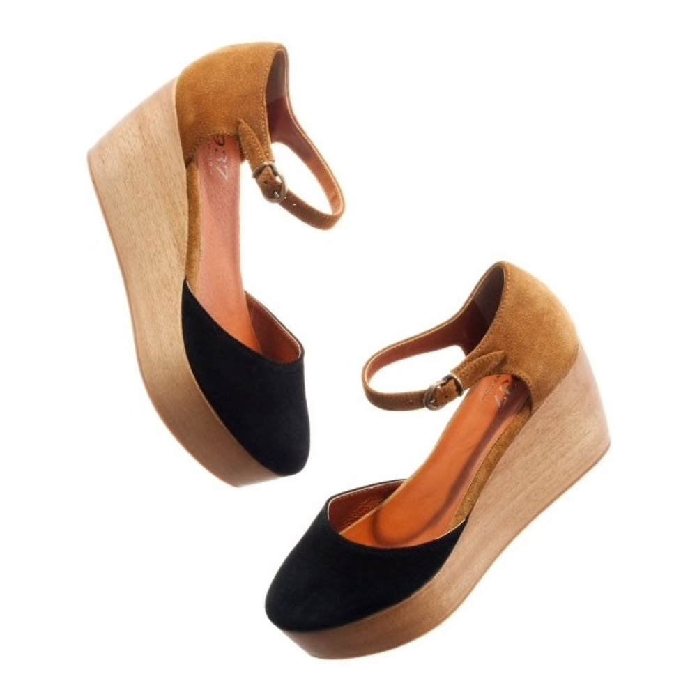 Madewell suede wedge platform clogs size 5